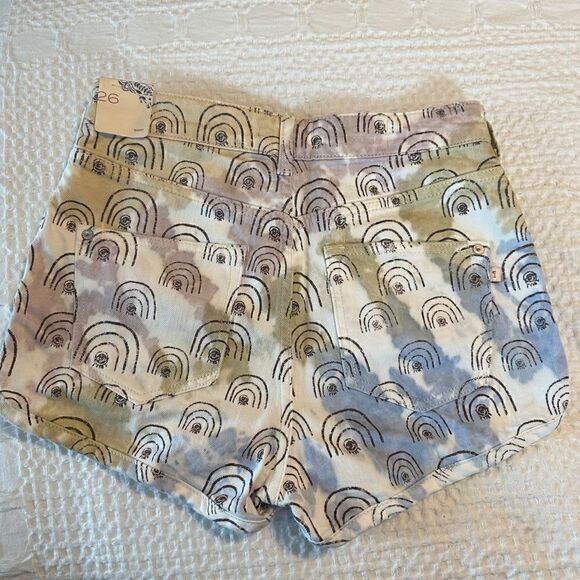 THE ART OF ANTHROPOLOGIE HANNAH LEATHERS rainbow drawn denim shorts size 26 NWT - Picture 3 of 3